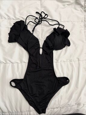 Victoria’s Secret Black Ruffle One-Piece Swimsuit